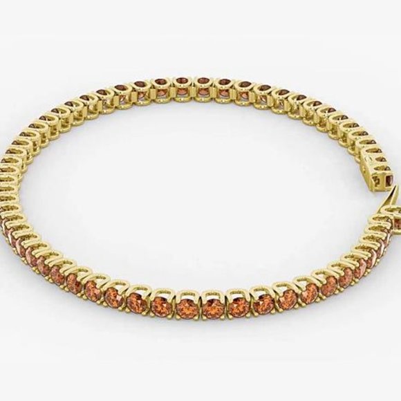 Orange Sapphire Tennis Bracelet 5.90 Carats Jewelr - Picture 2 of 3